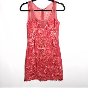 Free People • Ice Ice Baby Beaded Coral Dress